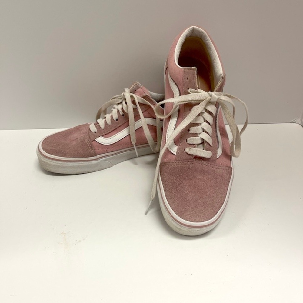 VANS Old Skool Pink & White Lace Up Sneakers Size 8.5
